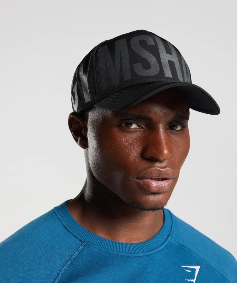 Gymshark Logo Trucker Caps Black | CA 35A10N